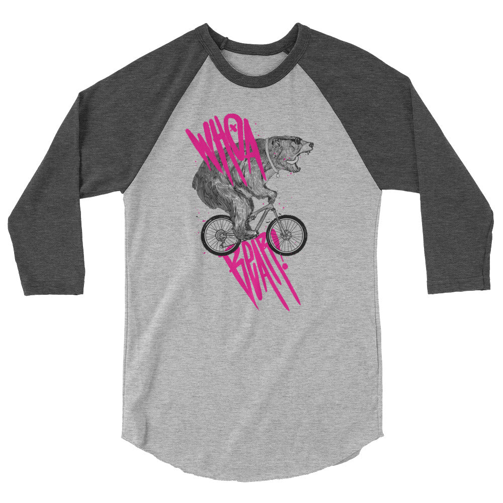 Whoa Bear on Bike 3/4 Sleeve