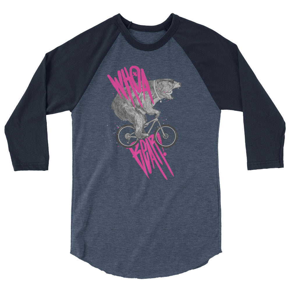 Whoa Bear on Bike 3/4 Sleeve