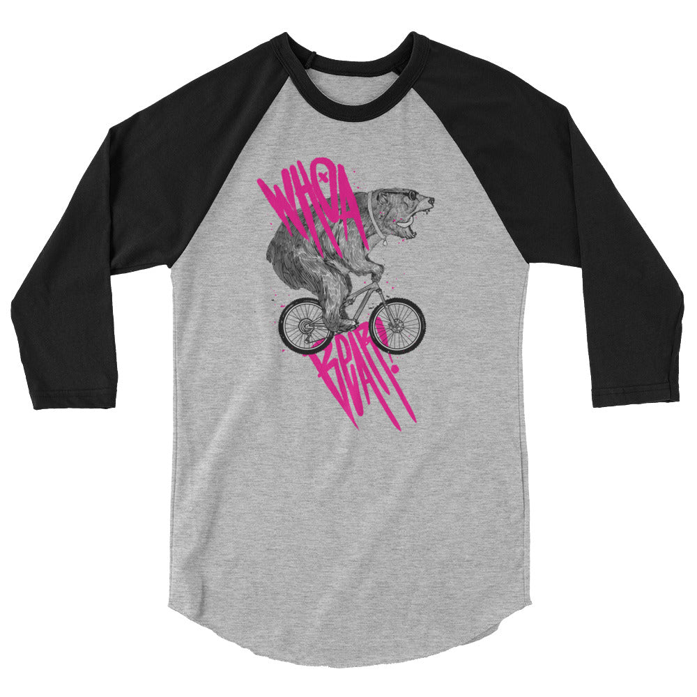 Whoa Bear on Bike 3/4 Sleeve
