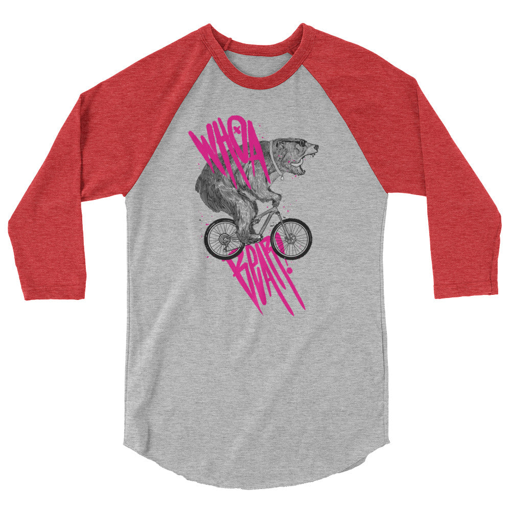 Whoa Bear on Bike 3/4 Sleeve